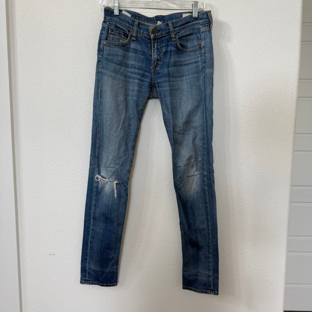Rag‎ & Bone The Dre Slim Boyfriend Jeans Blue Distressed Size 24 Made in USA
